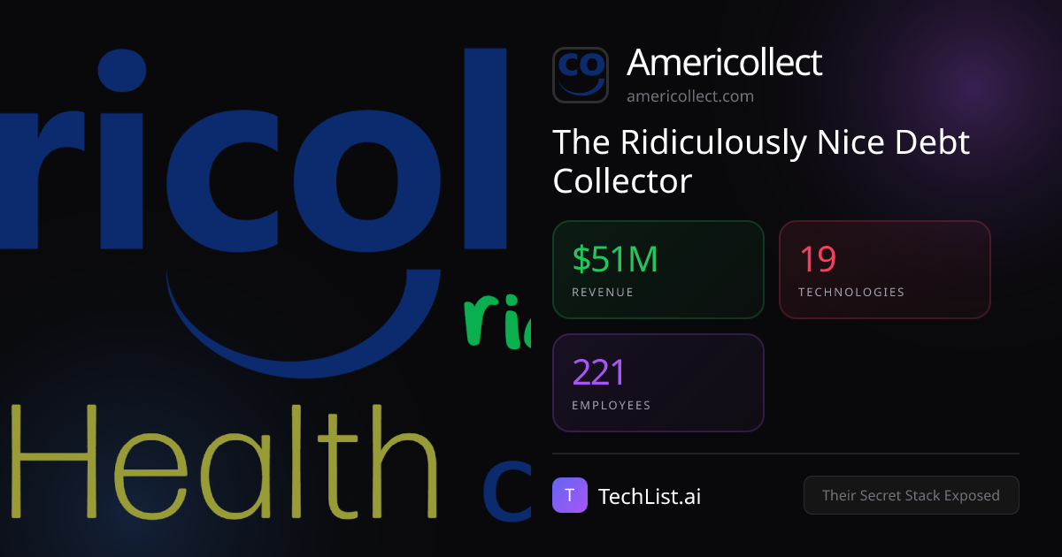Americollect: 19 Tools Behind $51M Revenue [2026] | TechList.ai