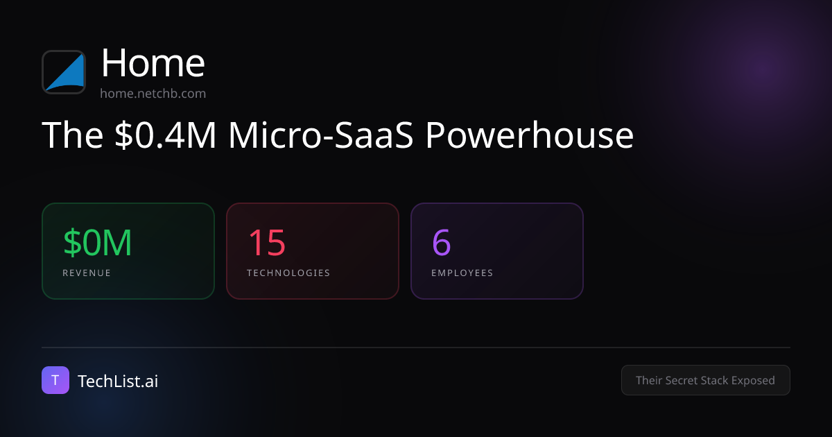 Home: 15 Tools Behind $0M Revenue [2026] | TechList.ai