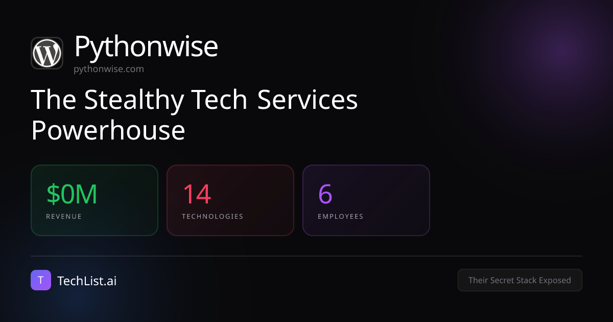 Pythonwise: 14 Tools Behind $0M Revenue [2026] | TechList.ai