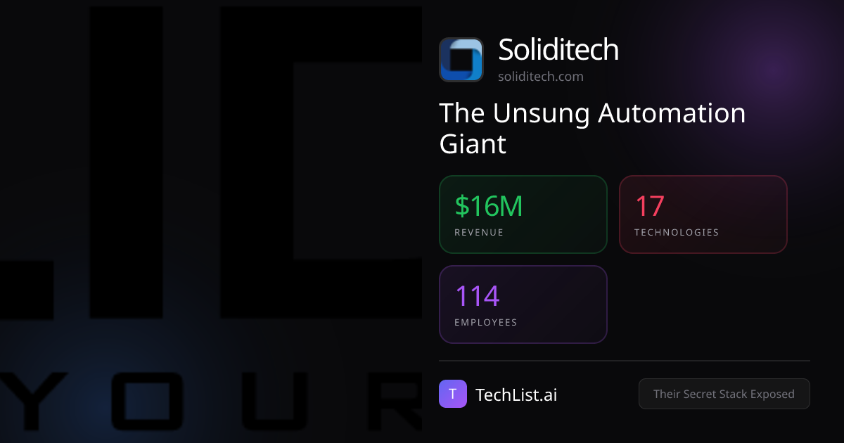 Soliditech: 17 Tools Behind $16M Revenue [2026] | TechList.ai