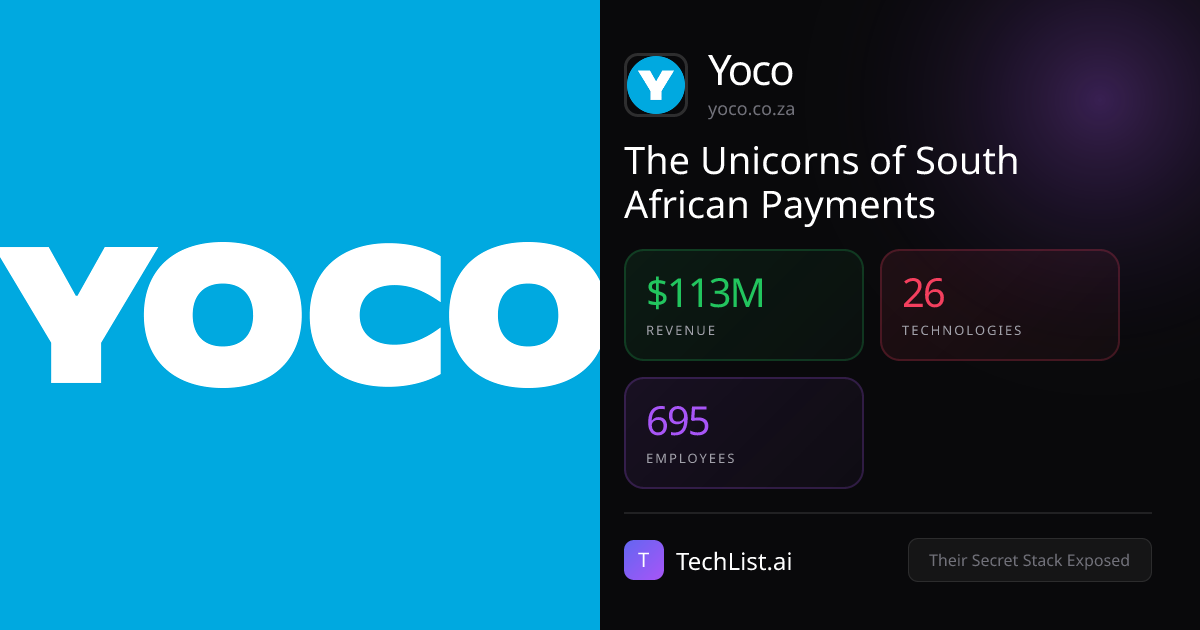 Yoco: 26 Tools Behind $113M Revenue [2026] | TechList.ai